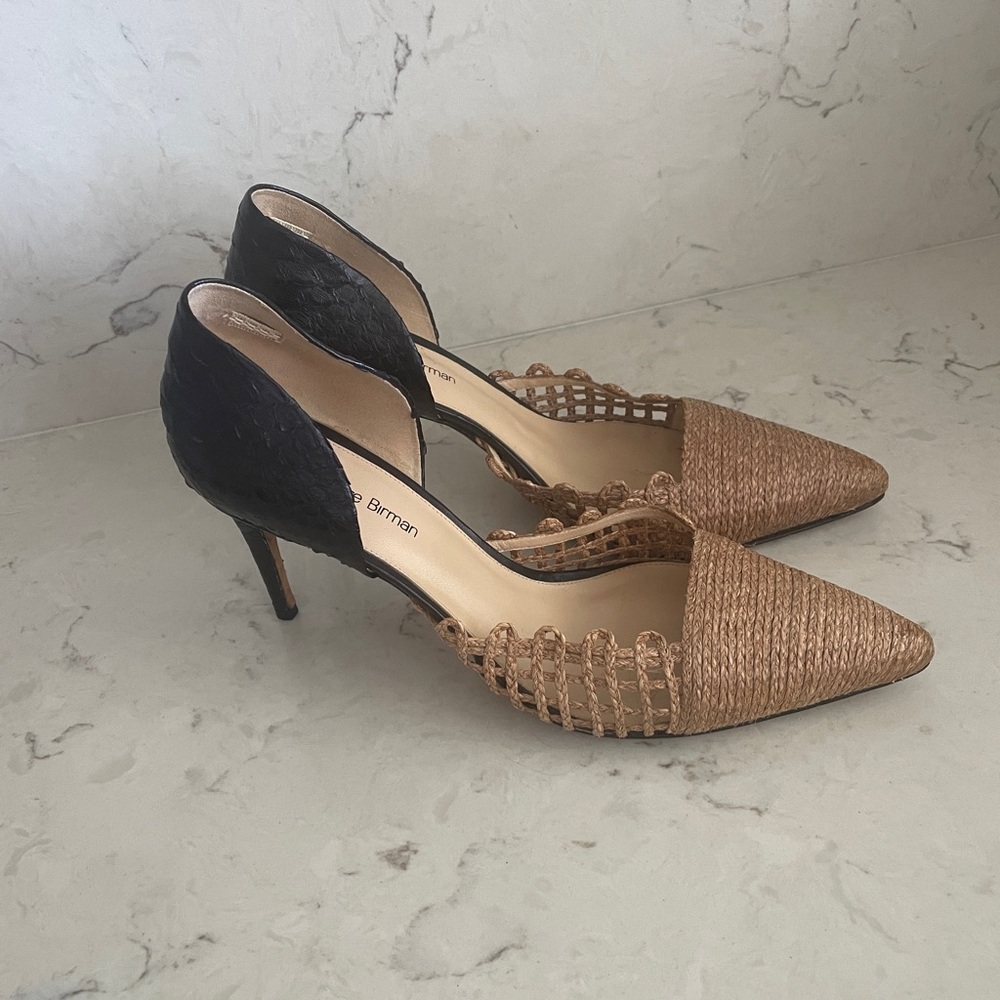 Alexandre Birman Raffia & Snakeskin Heels 39/8